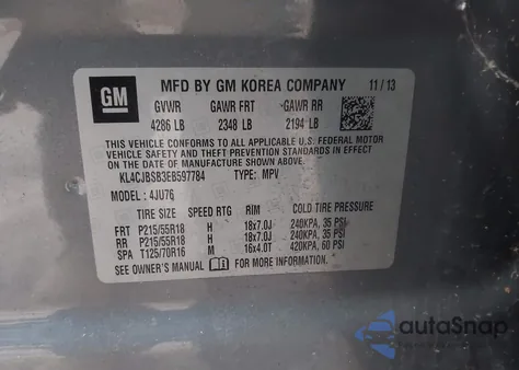 2014 Buick Encore Convenience from USA, damaged, VIN KL4CJBSB3EB597784